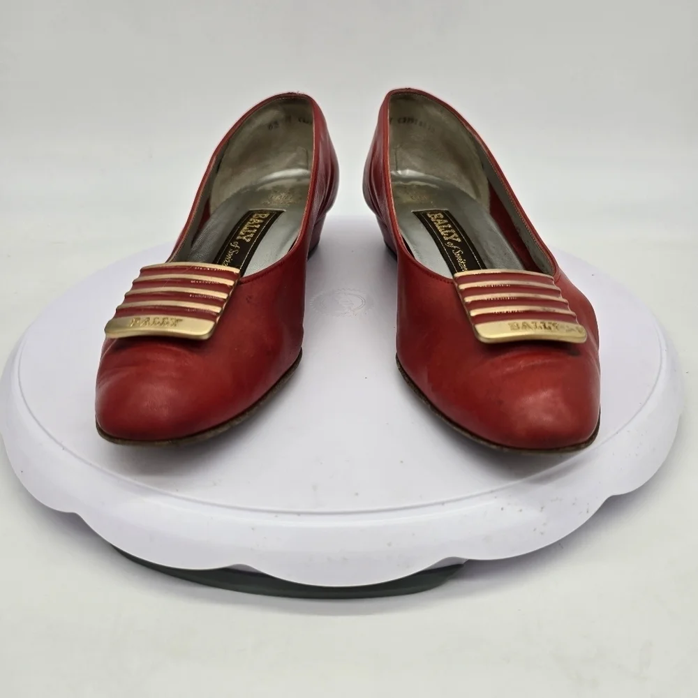 BALLY Of Switzerland Shoes Women's 6.5 Heels Red Leather Vintage